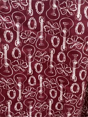 Silk Icon Short Sleeve Button Up 100% Silk Shirt XXL  Hawaiian GUITAR theme
